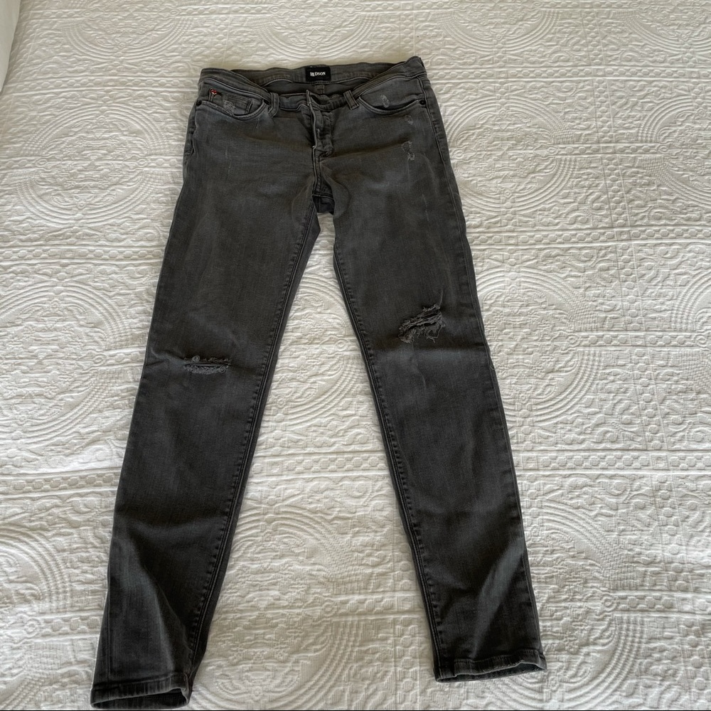 Gray Hudson Distressed Ripped Ankle Mid Rise Jeans